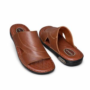 سليبر رجالى فلات جلد طبيعى 