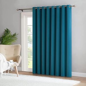 INtex CURTAINS HOUSE ستائر تعتيم عازلة للحرارة بملمس قطيفة ناعم بحلقات تثبيت معدنية فضية من الصلب لتعتيم غرف المعيشة وغرف النوم من انتكس كيرتنز هاوس، ستارة واحدة، 2 م عرض- 2.30 م طول، تركواز أخضر