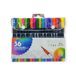 36 Color Felt Tip Pen Set with Fineliners, Watercolor Marker, And Highlighters - Ideal for Coloring, Drawing
