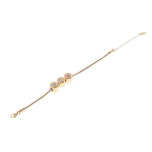 3Diamonds Elegant and Wide Stainless Steel Adjustable Size Bracelet for Women, Gold SH-B-55