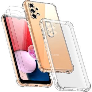 Ivoler جراب لهاتف سامسونج جالاكسي A13 4G مع 3 قطع واقي شاشة من الزجاج المقوى، جراب حماية شفاف مقاوم للصدمات من السيليكون، غطاء حماية شفاف رقيق وناعم من مادة TPU