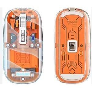 Professional Transparent Wireless 2.4hz Rechargeable Optical slim Mouse Orange orange color/10 meter