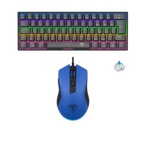 T-DAGGER لوحة مفاتيح ميكانيكية TGK321 بمفاتيح زرقاء وفأرة ألعاب زرقاء TGM-113