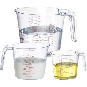 طقم أكواب معيار أكليريك 3 قطع (250 - 500 - 1000 مل) - شفاف ومدرج بدقة