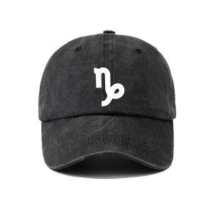 Black Capricorn  Baseball Cap White