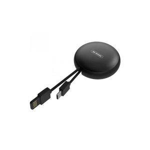 WK DESIGN Retractable USB to lightning  Charging and Data Cable – Portable Elastic Cable for Smartphones, Tablets Compact Roll-Up Fast Charging Cable with Durable Aluminum Alloy Housing and Tangle-Free Design Black