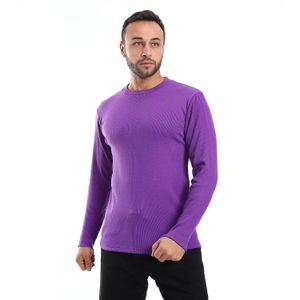 Pavone Cotton Ribbed Long Sleeves Lightweight Sweatshirt - Purple