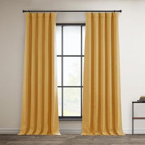 HOMESTA Aero Linen Heat Insulating Curtain, Steel Rings, Solid Blue Color (Yellow, 140 * 250)
