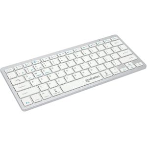 Manhattan Small Bluetooth Wireless Keyboard – Dual Modes 2.4G + Bluetooth 4.2 Connects Up To 3 Devices for Tablet, Mac, iPad, Apple, Android, Windows - Arabic & Eng Layout - White - HighEnd