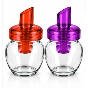 2 Pcs Glass Oil & Sauce Dispenser Bottles with Pouring Spout - Kitchen Condiment Jars