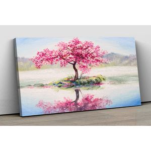 لوحة جدارية من القماش ، صورة تجريدية مؤطرة لشجرة الكرز الشرقية 120x80 سم