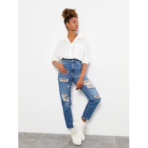 LC Waikiki High Waist Mom Fit Ripped Detail Women's Jeans