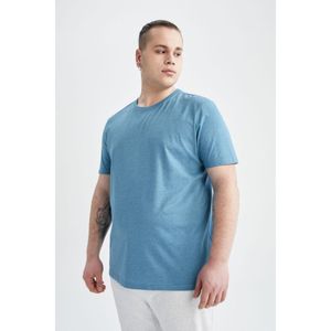 Defacto Man Regular Fit Short Sleeve T-Shirt - BLUE MELANGE