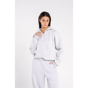 OUTDATED (Extra) High Neck Zipper Sweat Shirt - Light Heather Grey