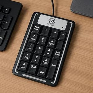 لوحة مفاتيح رقمية صغيرة، 19 مفتاحًا، سلكية USB، تصميم نحيف، أسود، بلاستيك ABS، متوافقة مع ويندوز وماك، لأجهزة الكمبيوتر المحمولة والمكتبية