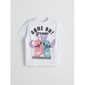 LC Waikiki Crew Neck Angel And Stitch Printed Girl's T-Shirt