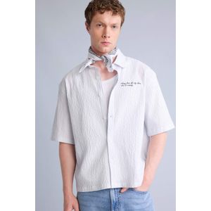 Defacto Boxy Fit Shirt Collar Printed Crinkle Short Sleeve Shirt