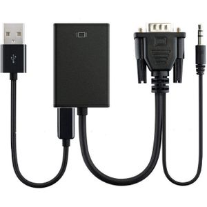  محول كيبل فيديو VGA ذكر الى HDMI 1080P HD وصوت تلفزيون AV HDTV اسود 