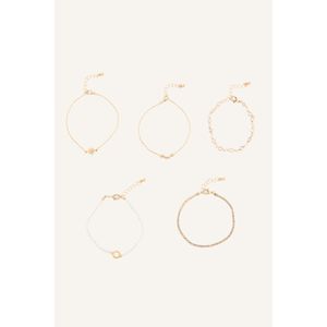 Defacto Woman 5 Piece Yellow Chain Bracelet Set