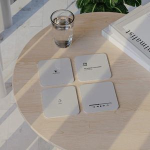 Art Mood HOME Acrylic Coaster Set, 9*9 cm, Heat and Moisture Resistant Drink Coasters, Mountain Landscape Design, Acrylic for Coffee Tables Desks Dining Decor, Set of Decorative Mats - Void