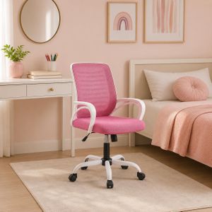 Sarcomisr Home Office chair desk chair, Mesh Chair with Headrest (Medium Back, Pink)