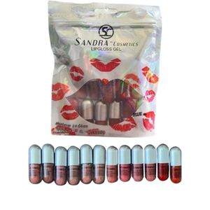 Sandra Colours Lip Gloss Gel Set 12, Matte and Shiny Lip Gloss, Non-Stick Cup Liquid Lipstick