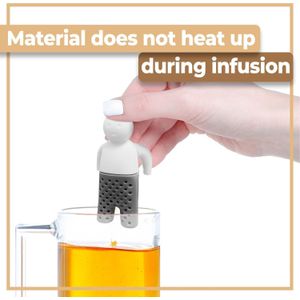 مصفاة أعشاب بتصميم مبتكر على شكل رجل مصممة لجعل الشاي الساخن أو مشروبك أكثر متعة وأكثر لذة، سعة كبيرة، مصنوعة من سيليكون آمن