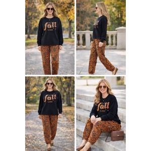 طقم بيجاما من قطعتين للنساء من قماش المخمل - مقاس واحد (55–80 كجم)