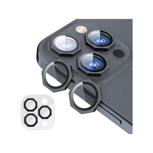 واقي عدسة الكاميرا متوافق مع آيفون 12 برو ماكس - غطاء كاميرا من الزجاج المقوى 9H مع حلقة معدنية، مقاوم للخدوش والصدمات. (أسود)