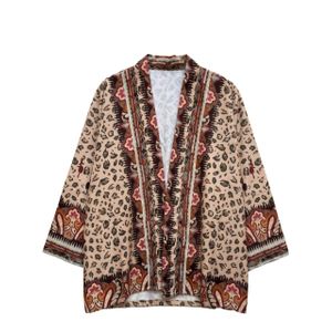 Clue Mixed-Print Kimono