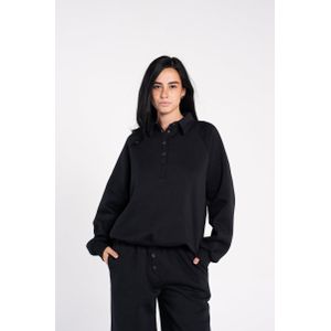 OUTDATED V Polo Buttons Sweat Shirt - Black