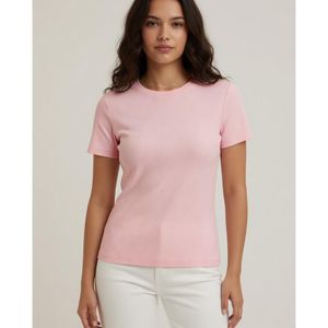 Freska Short-Sleeve Basic Top-Pink