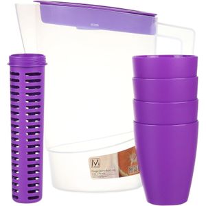M Design Jug with Infuser + 4 Cups - Plastic Purple - 2.2L