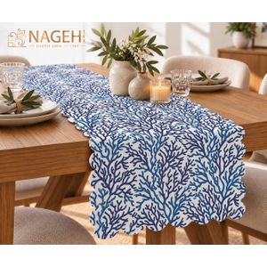 Nageh Tex  Coral Reef Table Runner - Blue