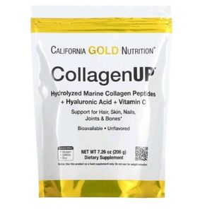 CALIFORNIA GOLD NUTRITION CollagenUP, Hydrolyzed Marine Collagen Peptides with Hyaluronic Acid and Vitamin C, Unflavored, 7.26 oz (206 g