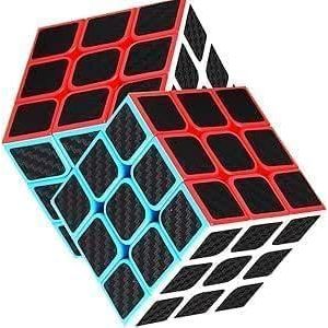 مكعب سحري مضاد للانزلاق من ألياف كربونية 3في3في3 خفيف الوزن للغاية، مكعب سحري سريع، أفضل لعبة أحجية تدور بشكل أسرع وسلس بدقة، عبوة مكعب سحري للحفلات - مجموعة من قطعتين