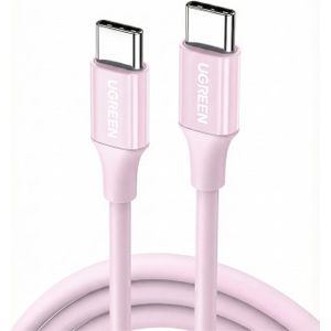 Ugreen USB-C to USB-C Cable, Pink ABS Cover, 60W PD Fast Charging, 3A Current, 480Mbps Data Transfer, 1M Length, American Quality with 1-Year Warranty