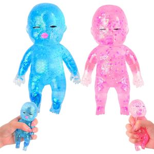 2 PCS Glitter Doll Shaped Squeeze Toy, 5.51 Inch Soft Novelty Sensory Fidget Hand Toy, Slow Rising Squishies Stress Balls Anxiety Relief Toy for Adults