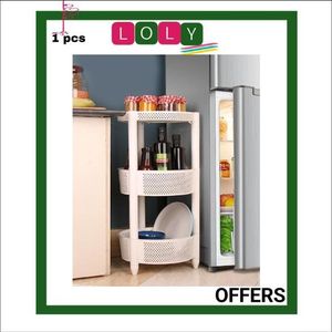 منظم مطبخ مع سلال (أبيض، 3 طبقات)