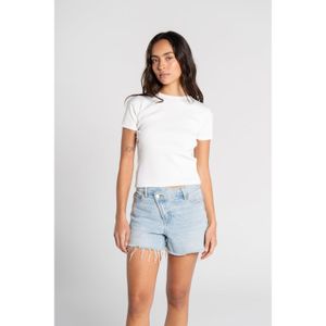 OUTDATED Ribbed Round Neck Short Sleeve - Off White