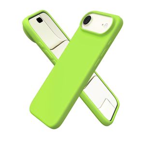 متوافق مع آيفون 17 إير، جراب نحيف من السيليكون السائل، 4 طبقات من المطاط الهلامي الناعم، جراب حماية للهاتف مقاوم للصدمات مع بطانة من الألياف الدقيقة المضادة للخدش (أخضر نيون)