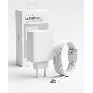 Oppo SUPERVOOC 45W Super Fast Charger (Power Adapter + USB to Type-C Cable Combo) - White