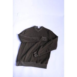Activ basic wool long sleeves pullover for men v neck-dark green-m