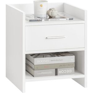 SoBuy FBT66-W Bedside Table with 1 Drawer and 1 Niche (White)