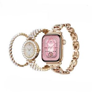 AI Luxury Women's Smartwatch G15 mini Rose Gold, Elegant Design with Crystal Embellished Metal Band, Color Screen, Waterproof, Perfect for Occasions & Daily Wear
