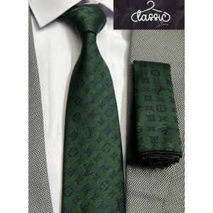 Classic ربطة عنق رجالى مستوردة تركى لوى فيتون معها منديل حجم 7سم وسط