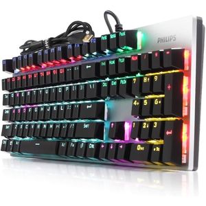 Philips لوحة مفاتيح ألعاب ميكانيكية بسلك من فيليبس، SPK8404، أسود