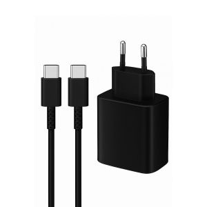 45W USB-C Fast Charger PD 3.0/PPS (Super Fast Charging 2.0) with 1.8m 5A USB-C to USB-C Cable – EU Plug – Compatible with Samsung Galaxy & Type-C Devices