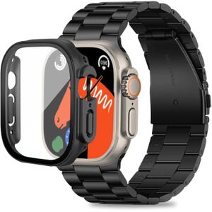 سوار من الفولاذ المقاوم للصدأ من تين تك مع غطاء، متوافق مع ساعة Apple Watch Ultra 49mm، سوار معدني أنيق للرجال والنساء، مناسب للأعمال، مزود بغطاء واقٍ لساعة Apple Watch Ultra 2 Ultra 49mm