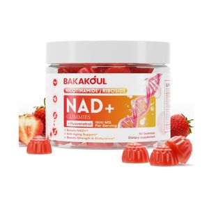 BAKAKOUL NAD Gummies 1500mg +  Resveratrol and Quercetin  Nicotinamide 60 Gummies 